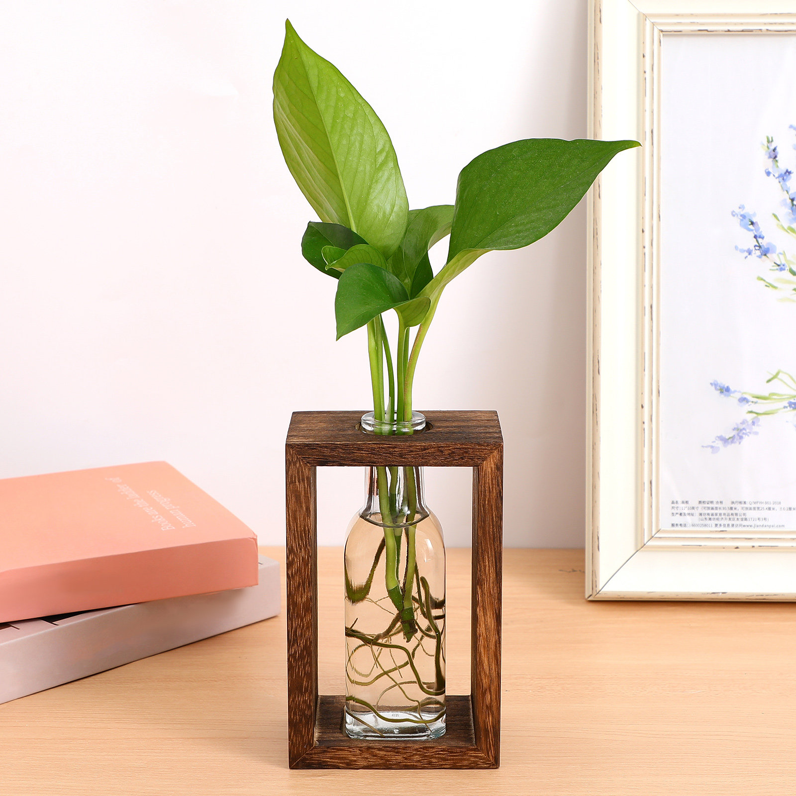 Propagation Station Vase - 1Set Stasiun Propagasi Tanaman Hidroponik Kayu,